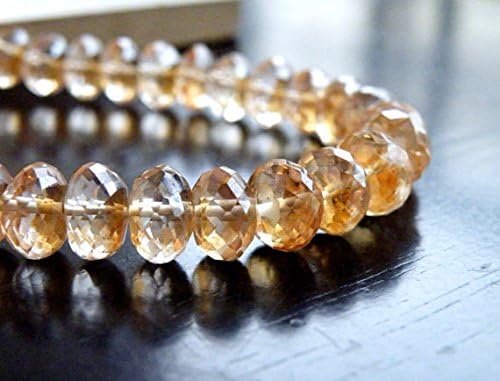 Mystic Quartz Gemstone Apricot Faceted Rondelle 8 to 8.5mm 1/2 strand