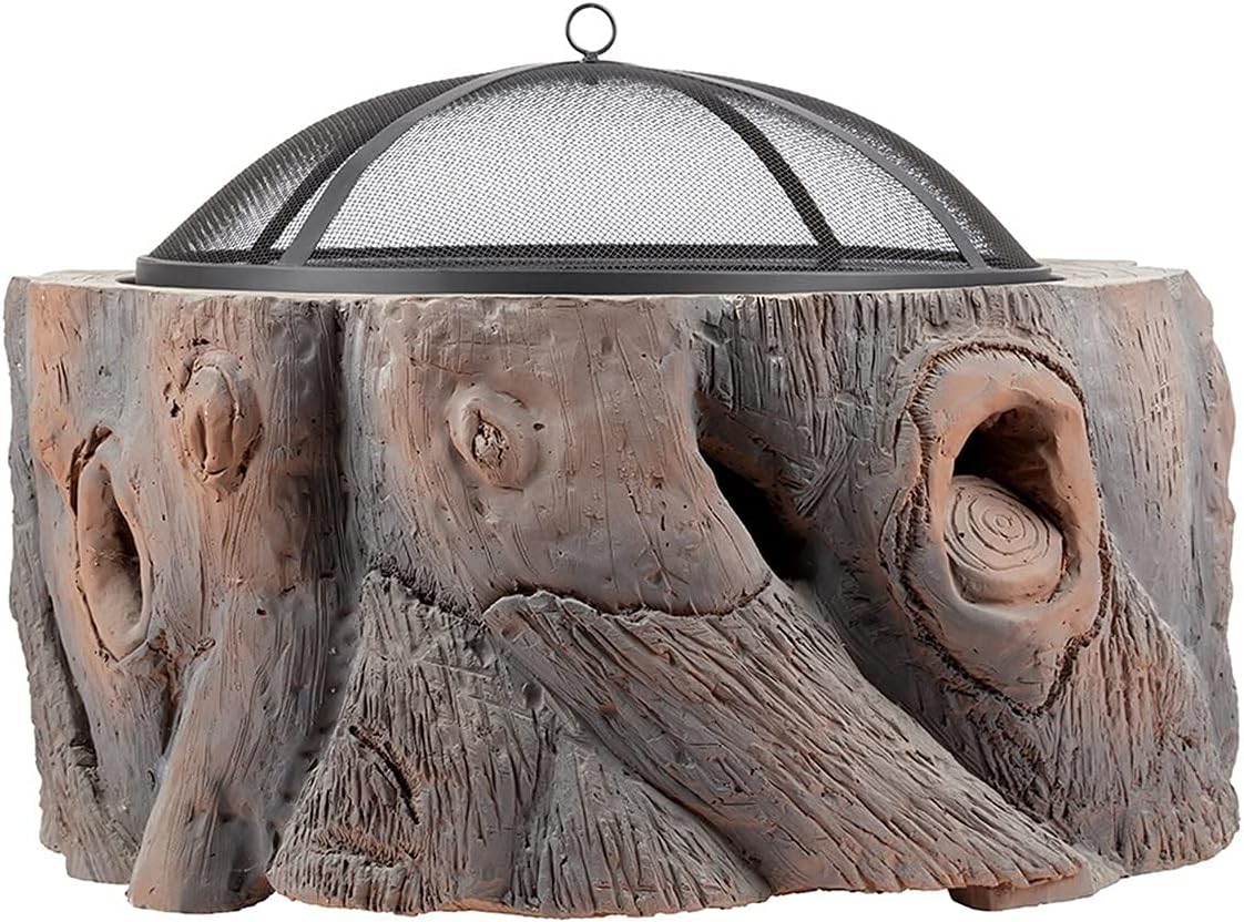 Fire Pit Outdoor Wood Burning fire Pit, with mesh Sparkle Screen Cover, Terrace and Backyard Decoration, Suitable for Camping and Picnic