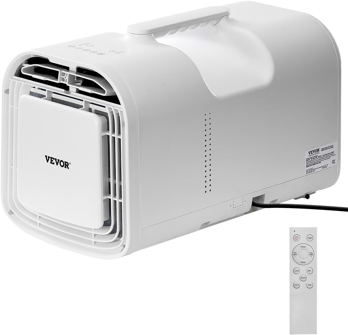VEVOR Portable Air Conditioner, 4250 BTU 3-Speed Air Conditioning Unit with 24H Timer, Remote-Control Air Portable AC Adjustable Temperature 16-32℃, for Outdoor Tent Camping, RVs or Home Use, White