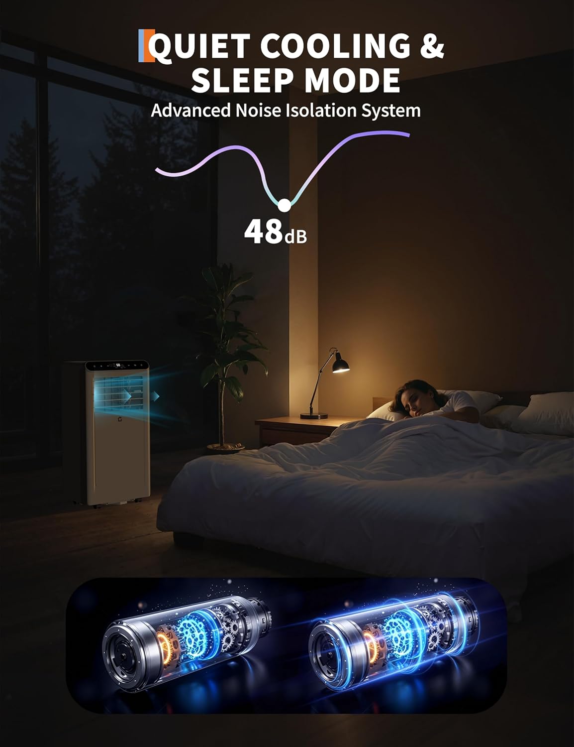 8000 BTUs Portable Air Conditioner, Cools Room up to 350sq.ft., AC Unit for Bedroom with Built-in Dehumidifier, Fan, Remote Control, Smart/Sleep Mode, 24H Timer