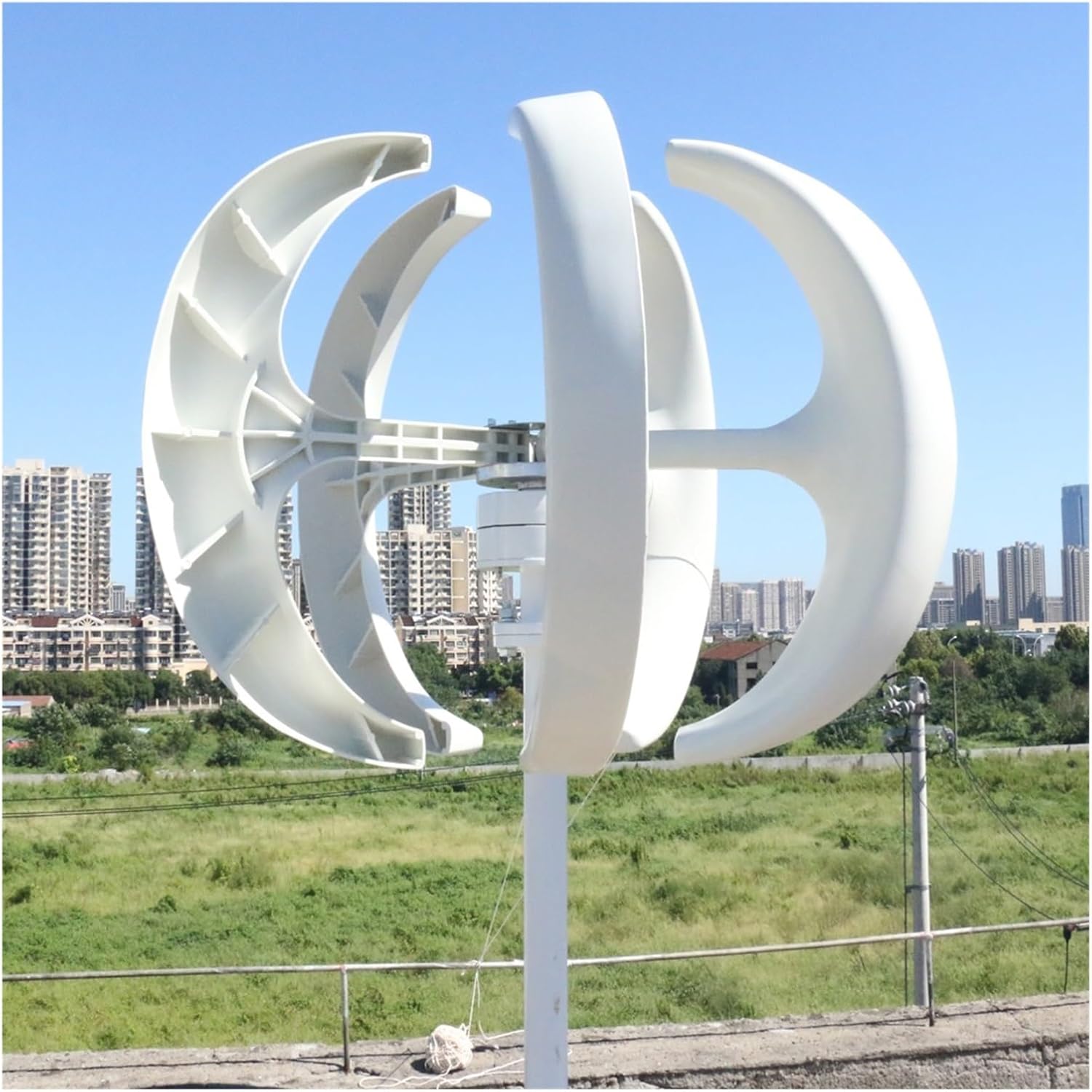 5000W Vertical Axis Wind Turbine Generator 5KW 12V 24V 48V with MPPT Low Noise Wind Power Generator Windmill for Home Farm for Home, Farm, RVs, Boats(White with Control,12V_5000W)