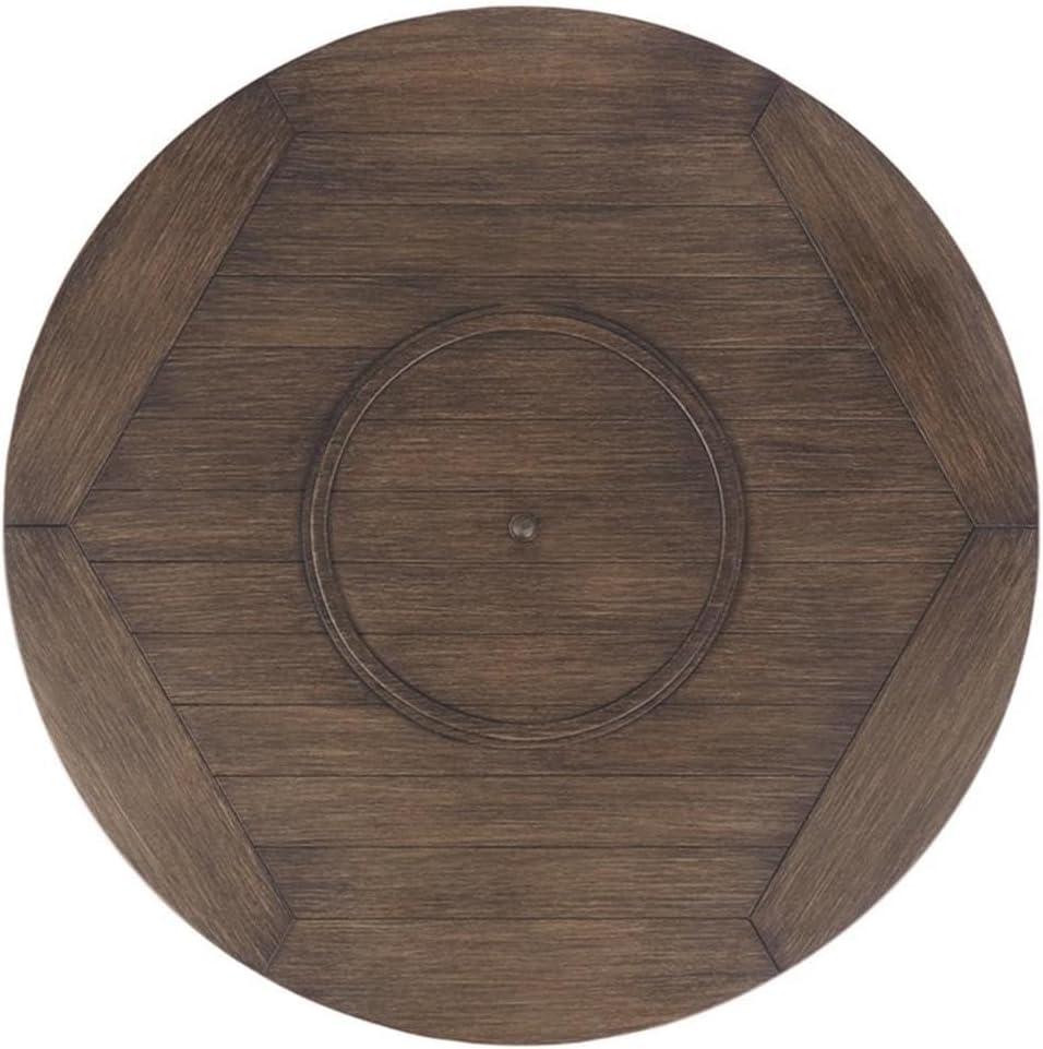 Bowery Hill Round Fire Pit Table in Medium Brown