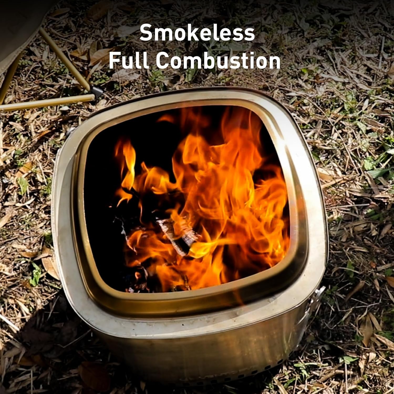 HOMPUS 17in Stainless Steel Portable Fire Pit for Outside, Smokeless Firepit, Wood Burning Lightweight Fire Pits & Outdoor Fireplaces with Removable Ash Pan & Bag