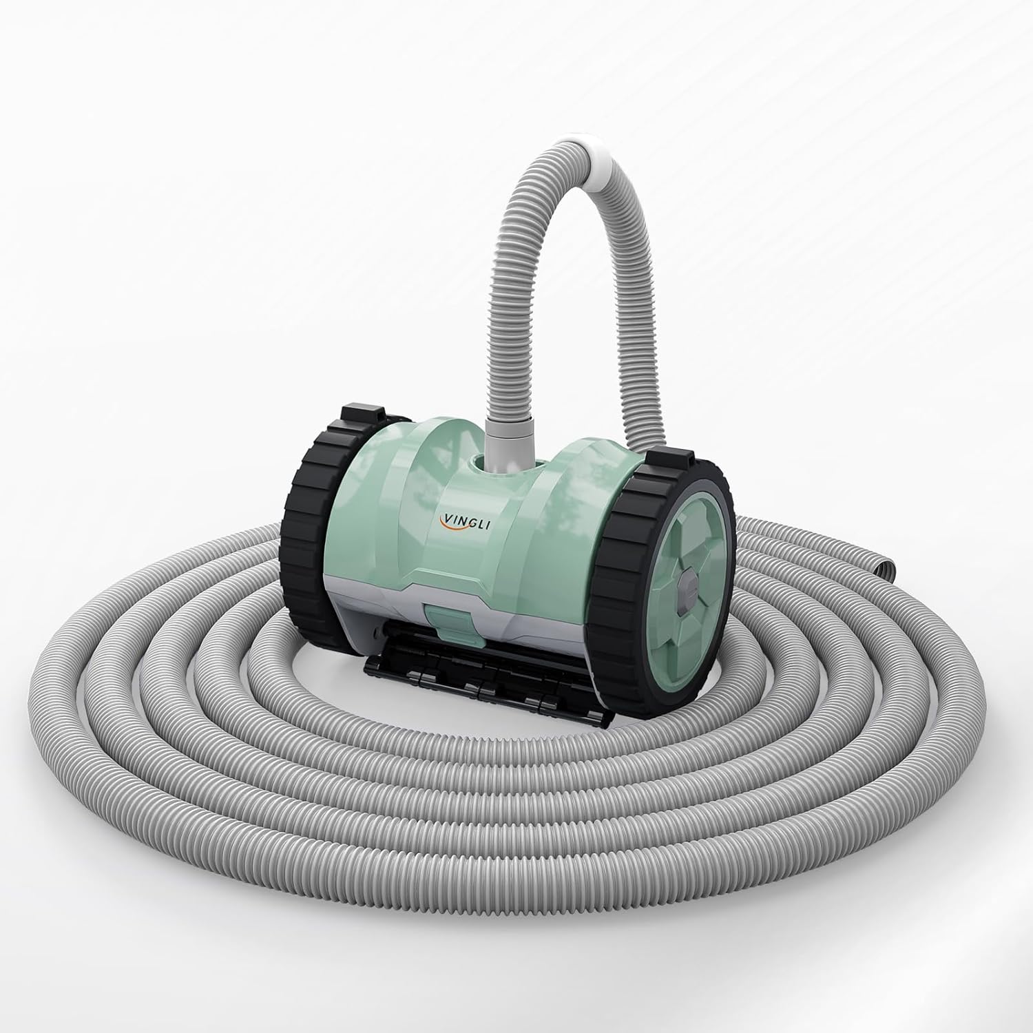 VINGLI Automatic Suction Pool Cleaner Robot for Inground Pools – Powerful Suction-Side Vacuum with 40FT Tangle-Free Pool Cleaner Hose - Ideal for Pool Cleaning Kits & Equipment, Mint Green & Gray