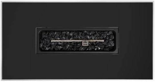 43 Inches Rectangular Fire Pit with Smoked Glass & White Metal Frame – Modern Outdoor Patio Heater for Backyard, Deck (1 Doors)