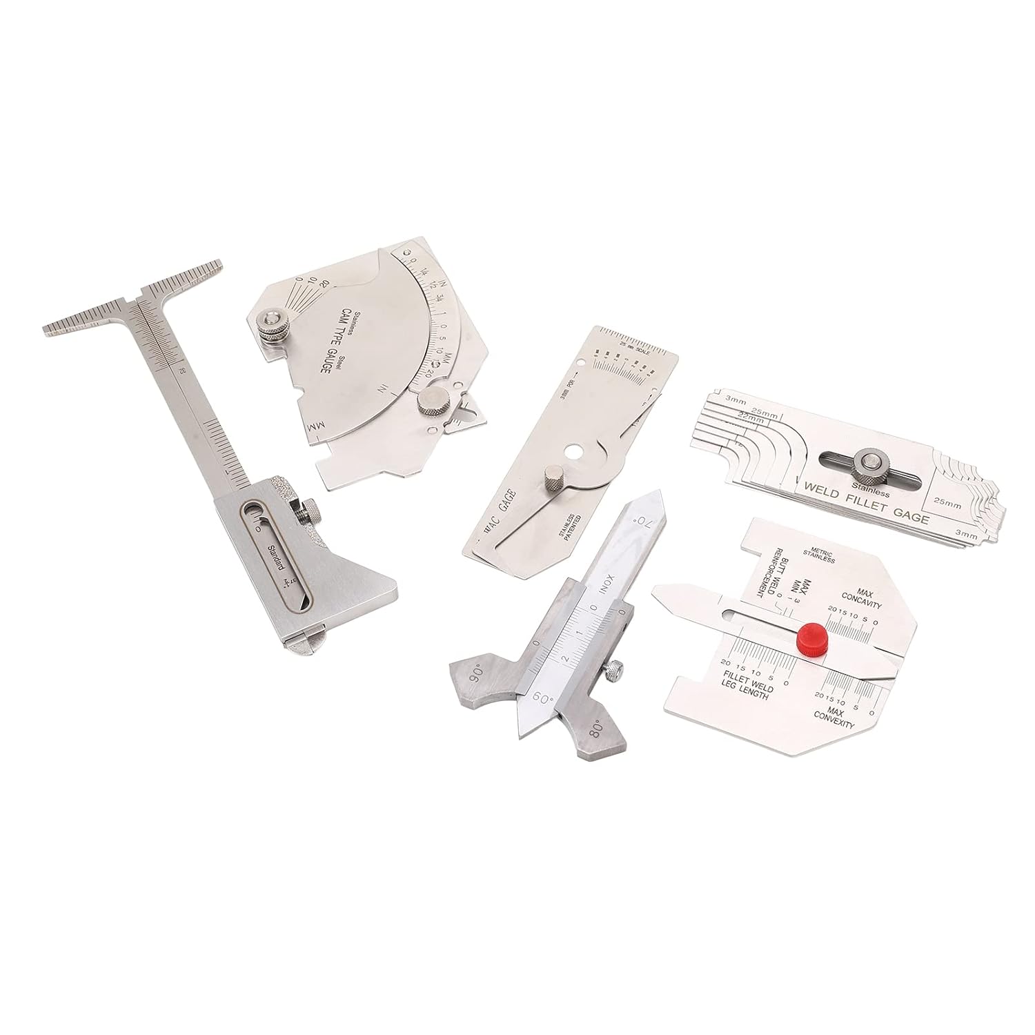 Pssopp Other Welding Equipment and Accessories Set, Stainless Steel Metric Welding Inspection Fillet Hi Lo Inspection Measure Set with 5 Storage Bags and 1 Box for Undercuts