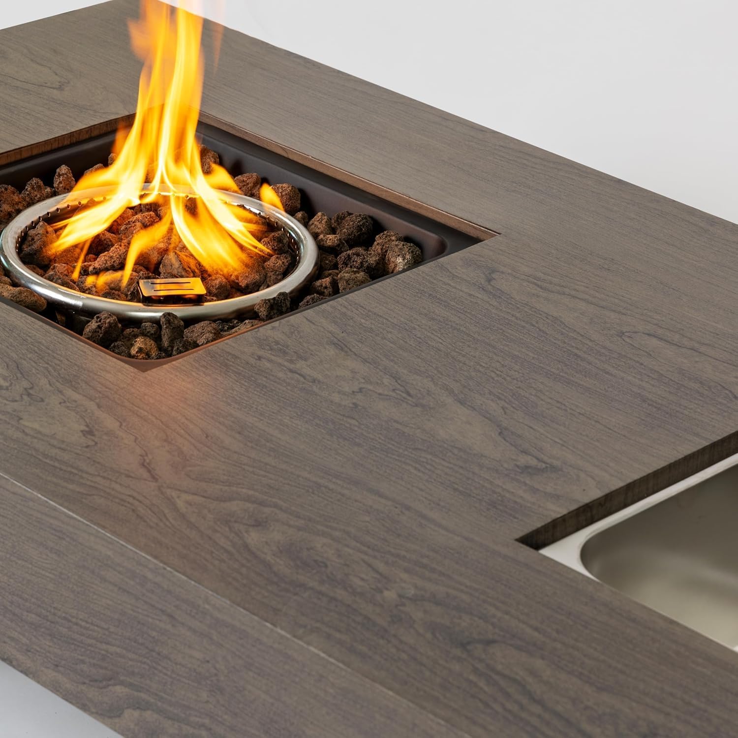 Propane Fire Pit Table, Outdoor Gas Firepit, Smoke-Free Rectangular Fire Table for Garden Patio Porch Backyard, Large Fire Pit Table (Grey, 54-inch)