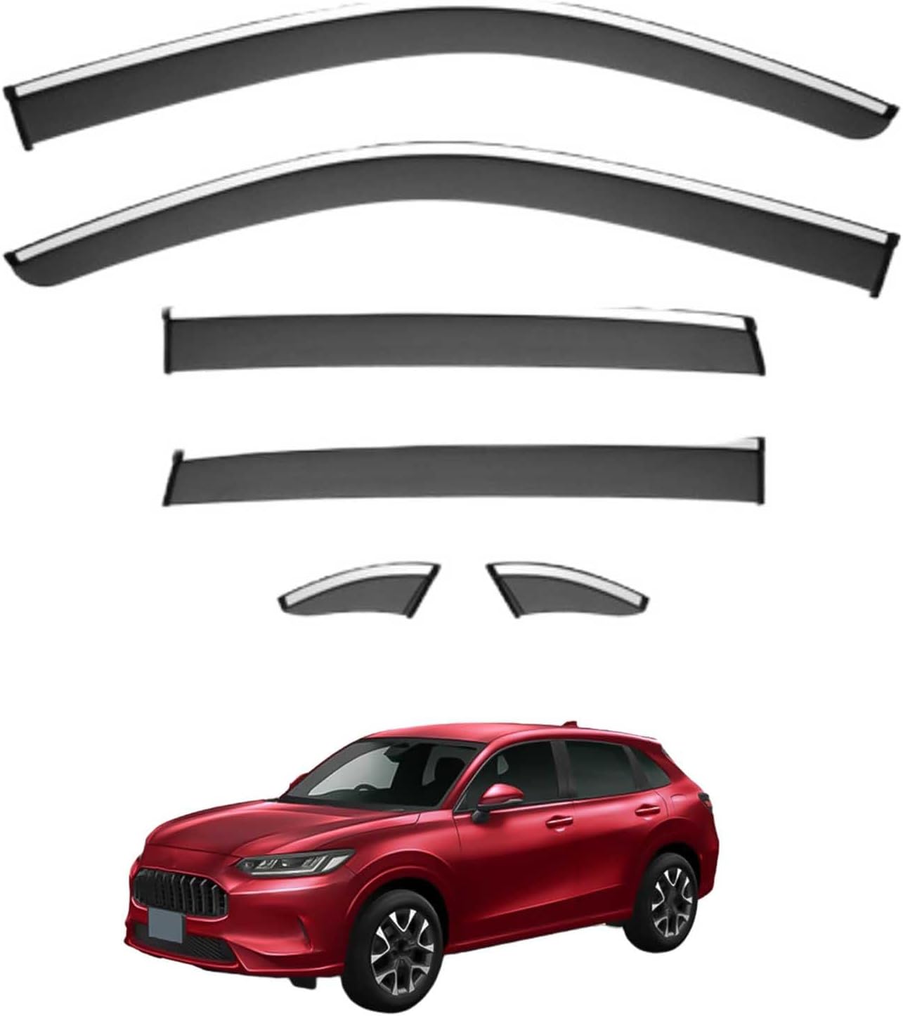 Window Deflectors for ZRV MK1-RZ 2022+, Sun Rain Guard Window Visors Vent Shades with Bright Stripes Car Accessories,6PCS