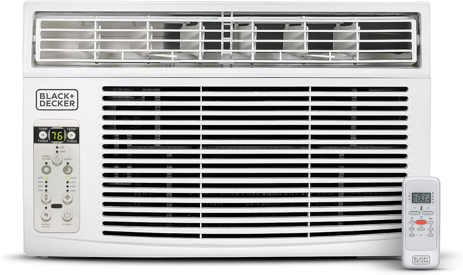 BLACK+DECKER Window Air Conditioner 14300 BTU, AC Window Unit Cools Up to 700 Square Feet, Window AC Unit with Remote Control, 3 Cooling Speeds and Fan Only Function, BD145WT6, White