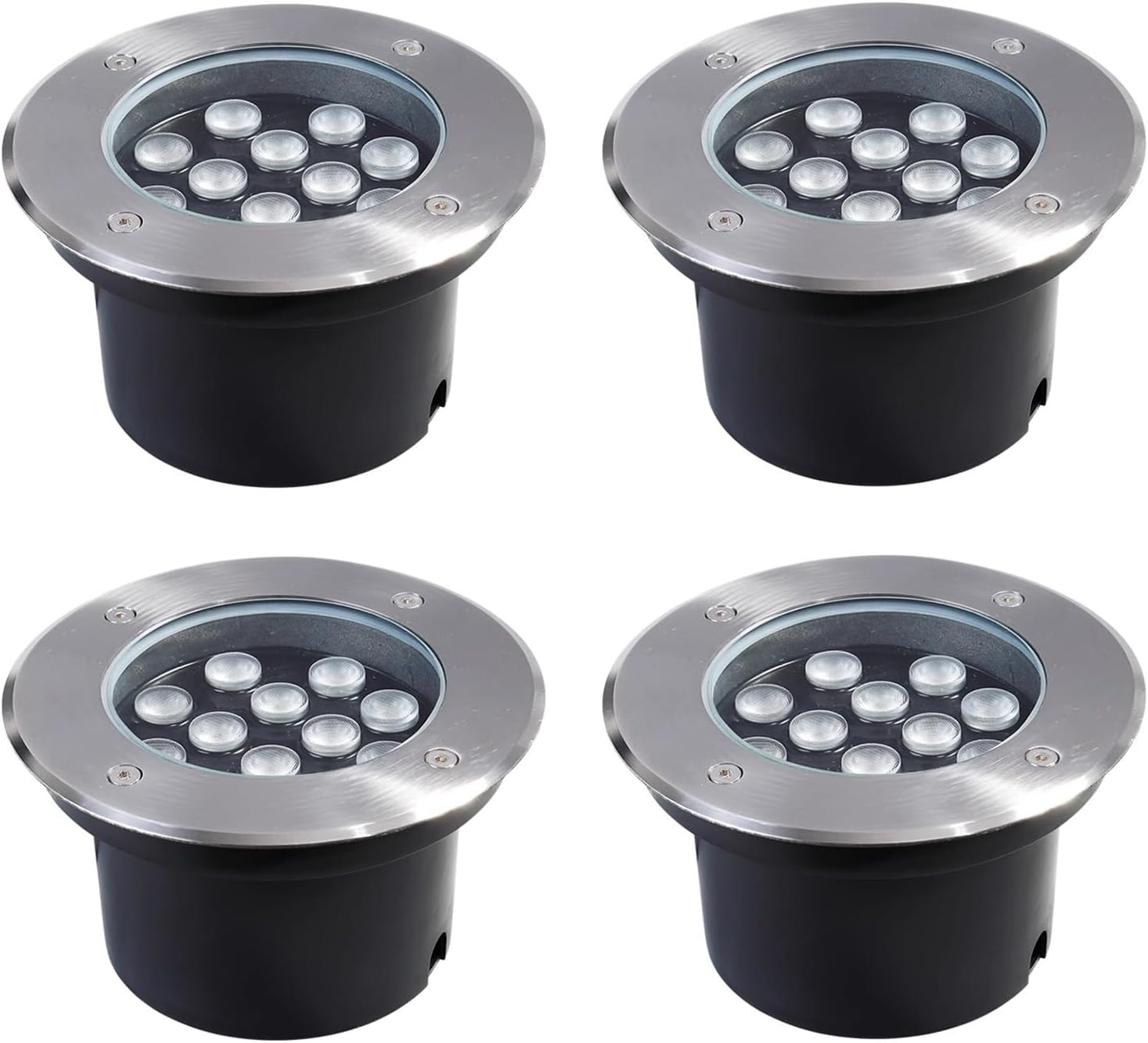 Led Buried Lights 4 Pack Recessed Ground Lights Pathway Lights Ip66 Waterproof Well Lights for Driveway, Deck, Step, Garden Landscape Lighting 36W-RGB (Red,Green,Blue)-36W