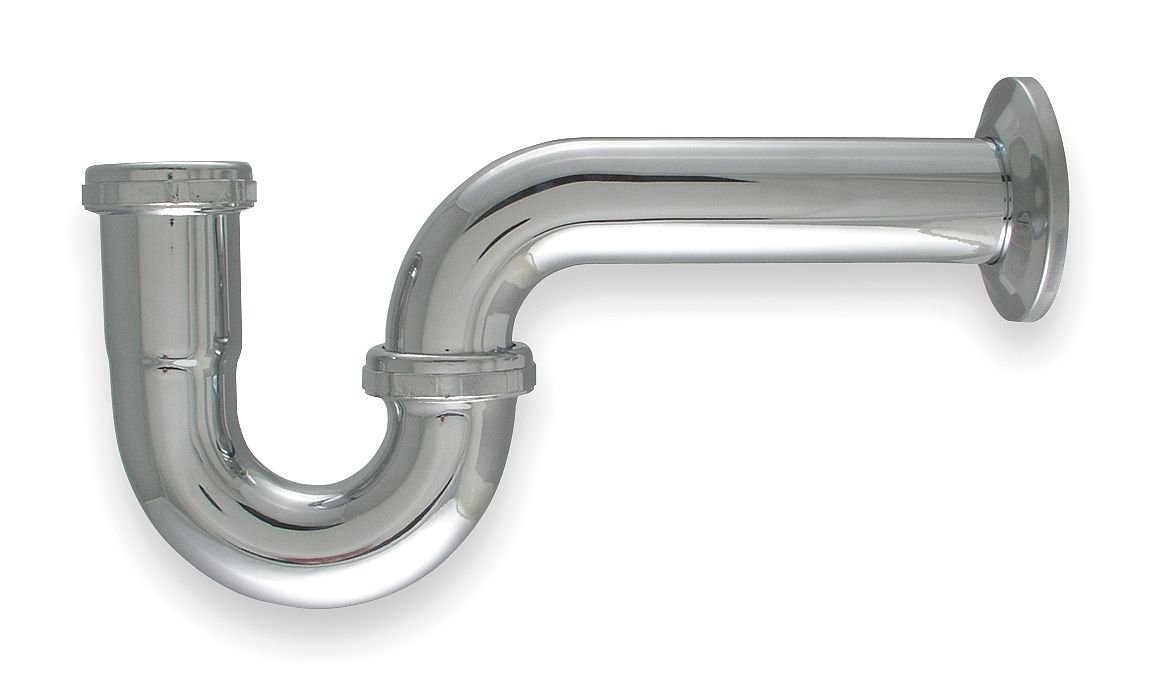 P Trap, 17 Gauge, Brass, Pipe Dia 1 1/2 in