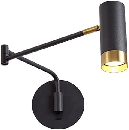 Minimally Designed Bedroom Bedside Wall Lamp, Rebirth Adjustable Swing Arm Wall Light - GU10 Bedside Sconce for Bedroom, Living Room, Office & Hotel Lighting Fixtures(Black)