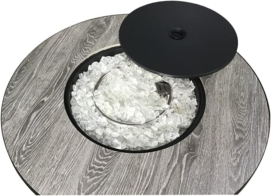 Hiland AFP-FWT Faux Wood Top 40,000 BTU Round Propane Fire Pit, Gray