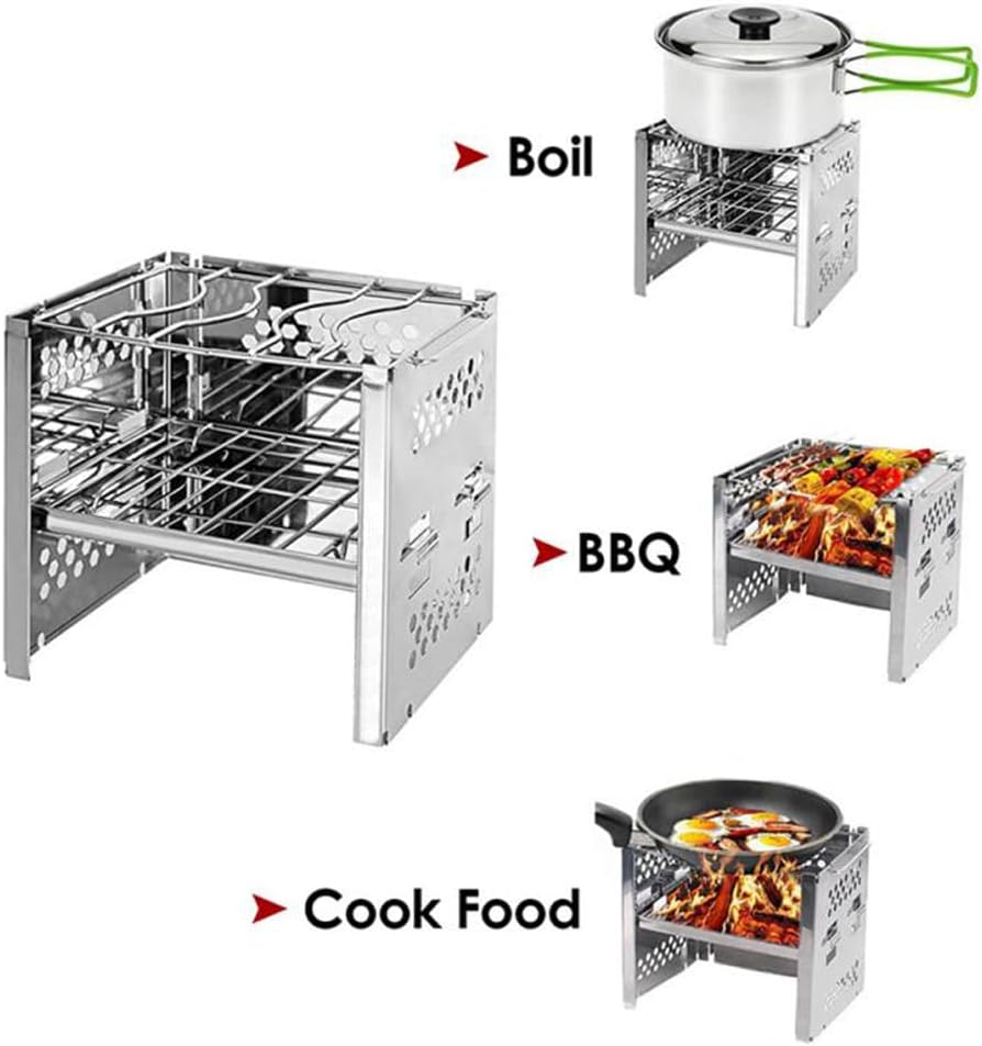 ASSICON Multi-Function Griller Fire Pit, Folding Barbecue Shelf, Barbecue Stove for Outdoor Cooking Camping Beach Traveling Picnic Backyard