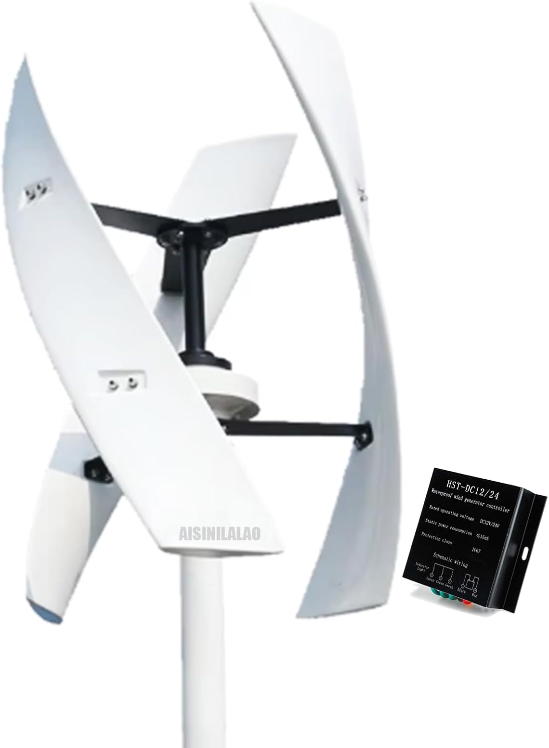 Vertical Noise Free Windmill Generator,5000W 12V 24V 48V 220V Wind Power Turbine Generator W/Charge Controller Suitable for Outdoor Street Lighting,24v