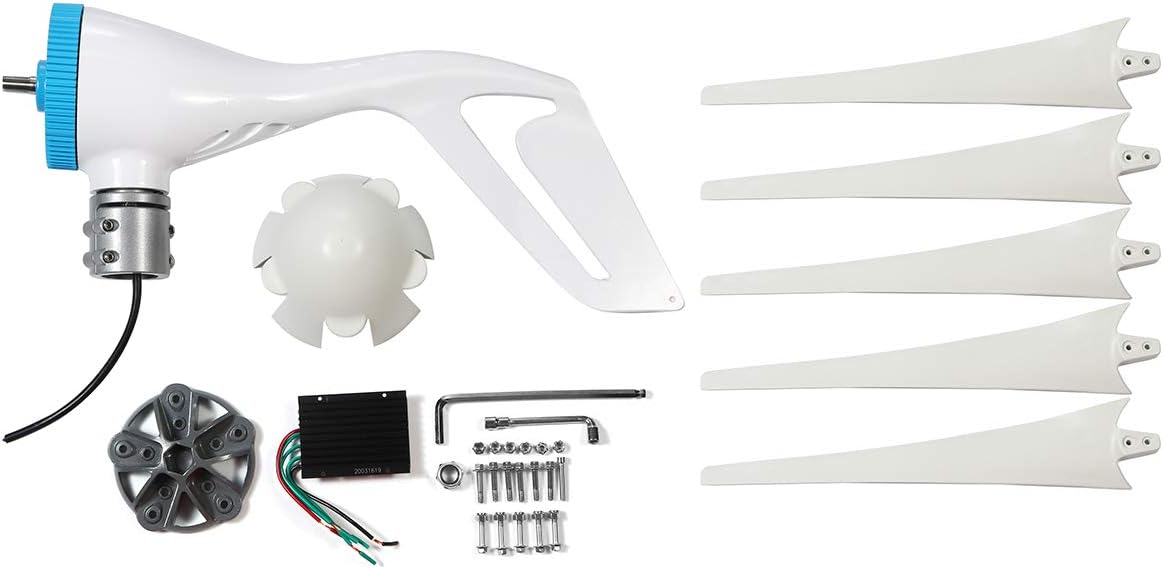 4000W 12V/24V Wind Turbine 5 Blade Horizontal Wind Generator Home Windmill with Charge Controller for Home Camp