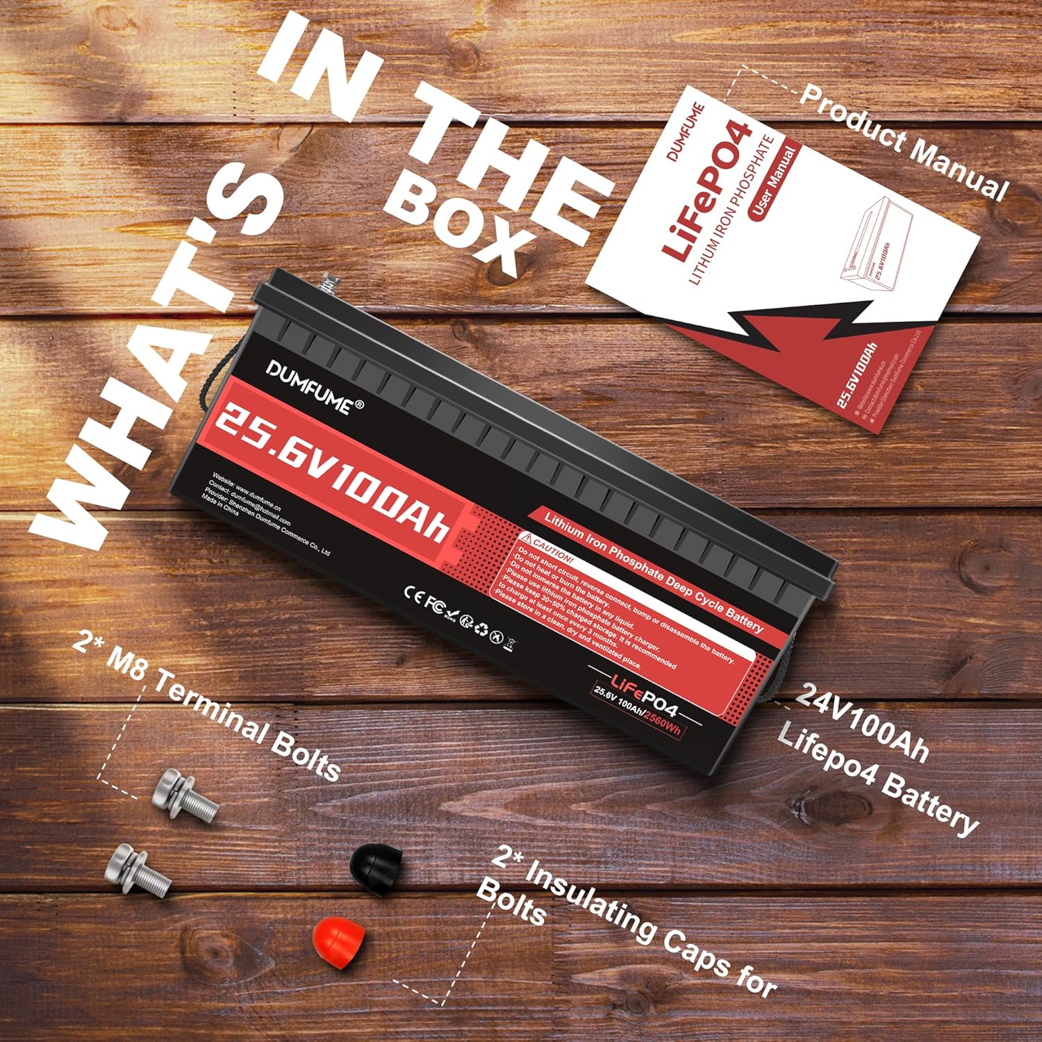 2-Pack 24V 100Ah LiFePO4 Lithium Battery Set, 2560Wh Each, 100A BMS, Deep Cycle for Solar Power System, RV Camper, and Off-Grid Applications