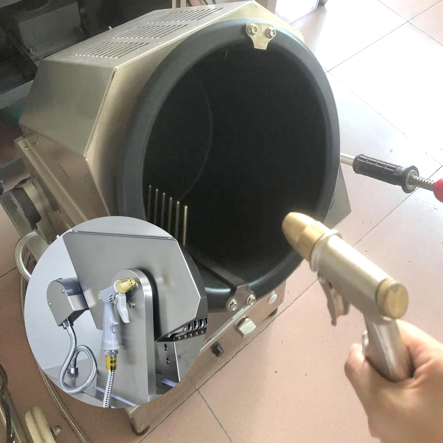 Commercial Automatic Stir Fry Wok Machine with water spray,Automatic 360° Stir Fry Cooker,Automatic Cooking Machine,Drum Type Stir Frying Machine(Natural Gas, Countertop)