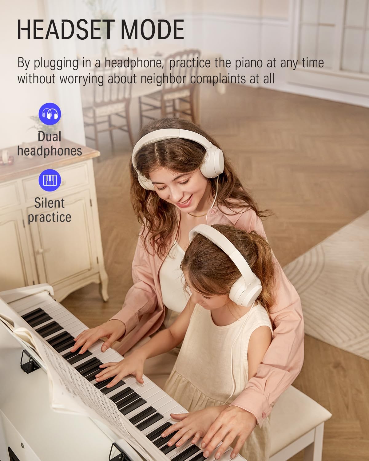 Donner DDP-100 88-Key Weighted Action Digital Piano with White Adjustable Piano Bench