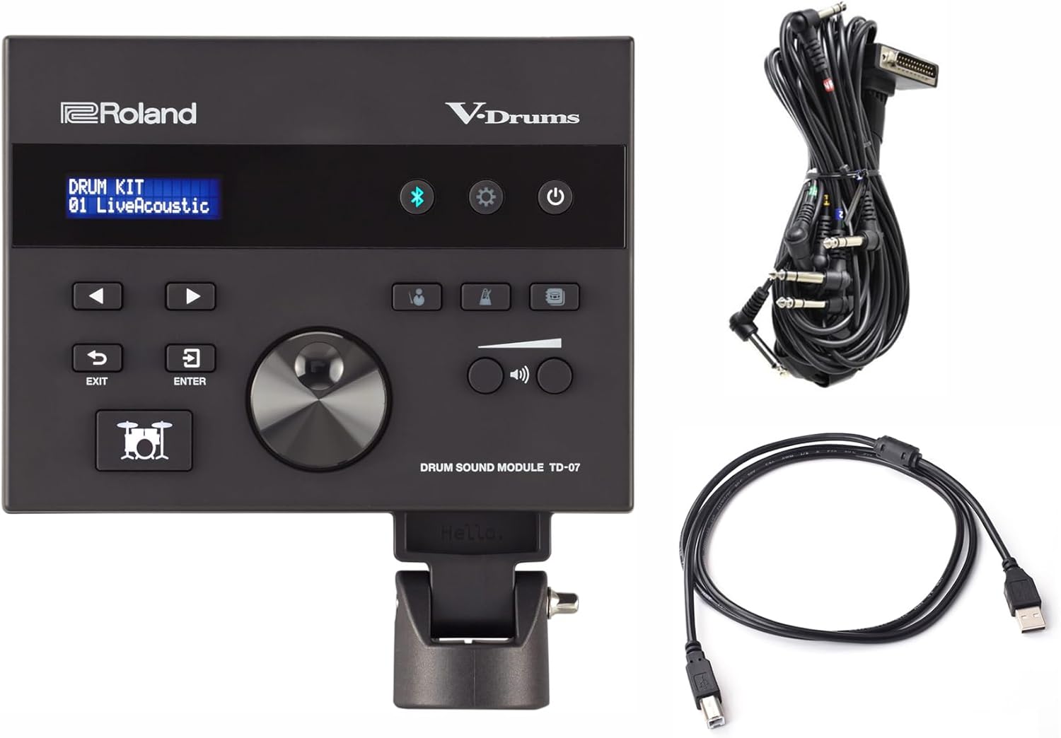 Roland TD-07 V-Drum Module with Cable Snake and Silverline Audio 6ft USB Data Cable Bundle