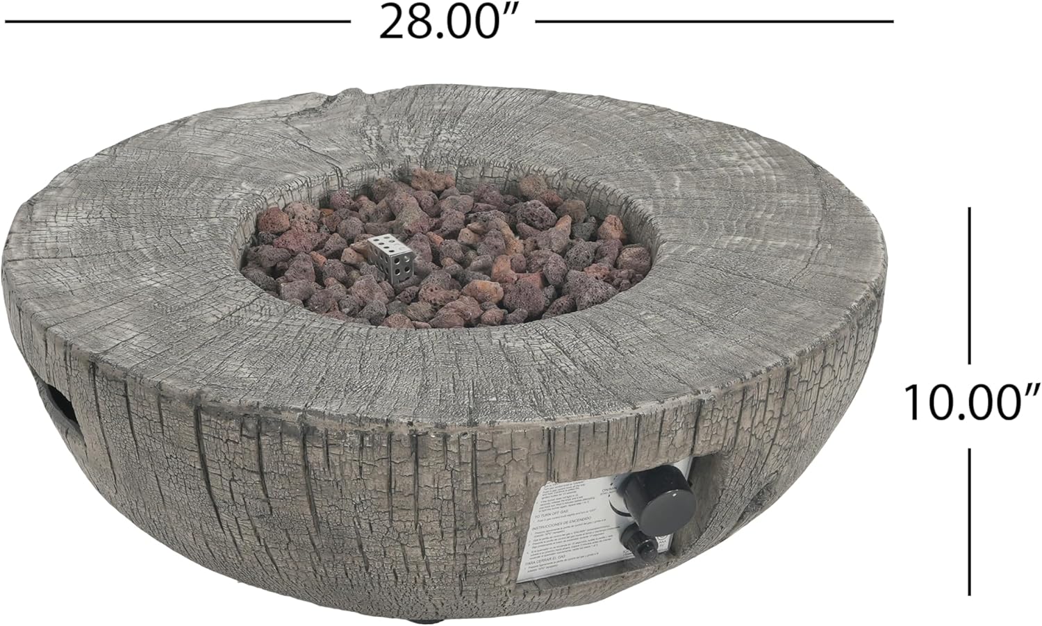 Christopher Knight Home Hearth Outdoor Fire Pit and Tank Holder Set, Lightweight Concrete Tank Table, 30000BTU Round Fire Pit, Woodlike Texture, Concrete Patio Fire Bowl, No Assembly Needed, Gray