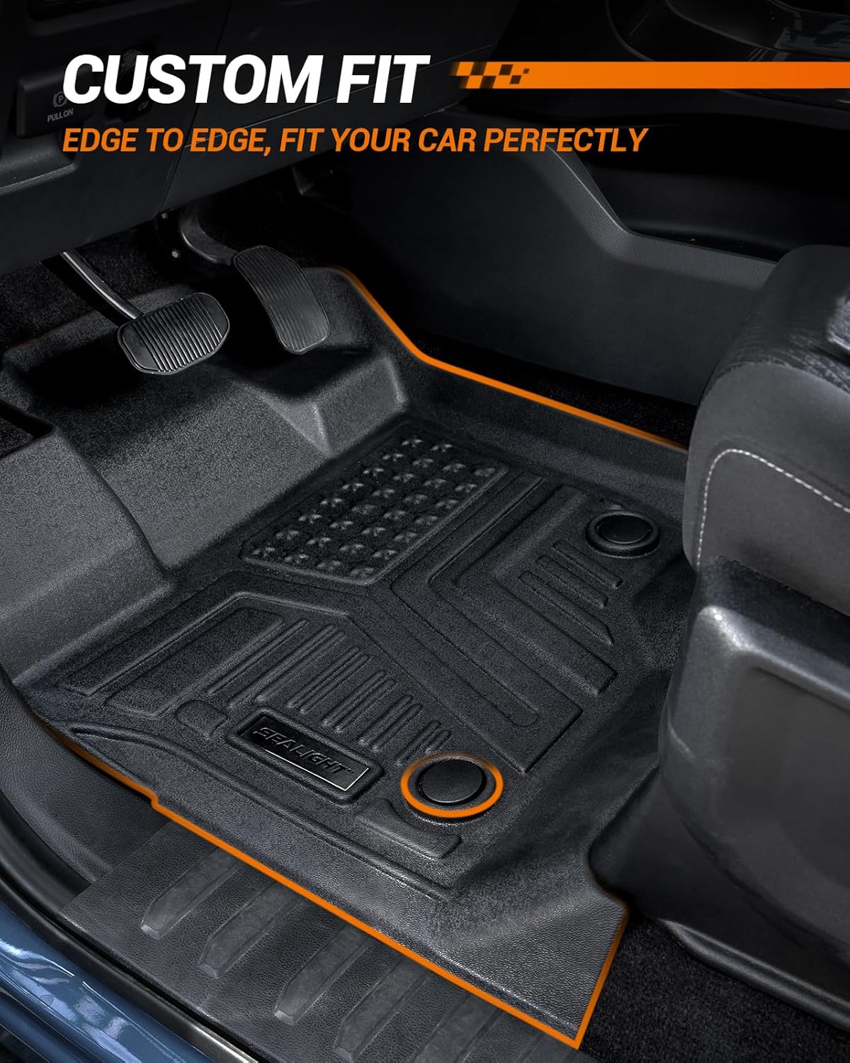 SEALIGHT All Weather Floor Mats for 2019-2026 Chevy Silverado GMC Sierra 1500 Accessories / 2020-2026 Sierra 2500 HD/3500 HD Crew Cab, Non-Slip TPE, Odorless, Easy to Clean, Waterproof, Custom Fit