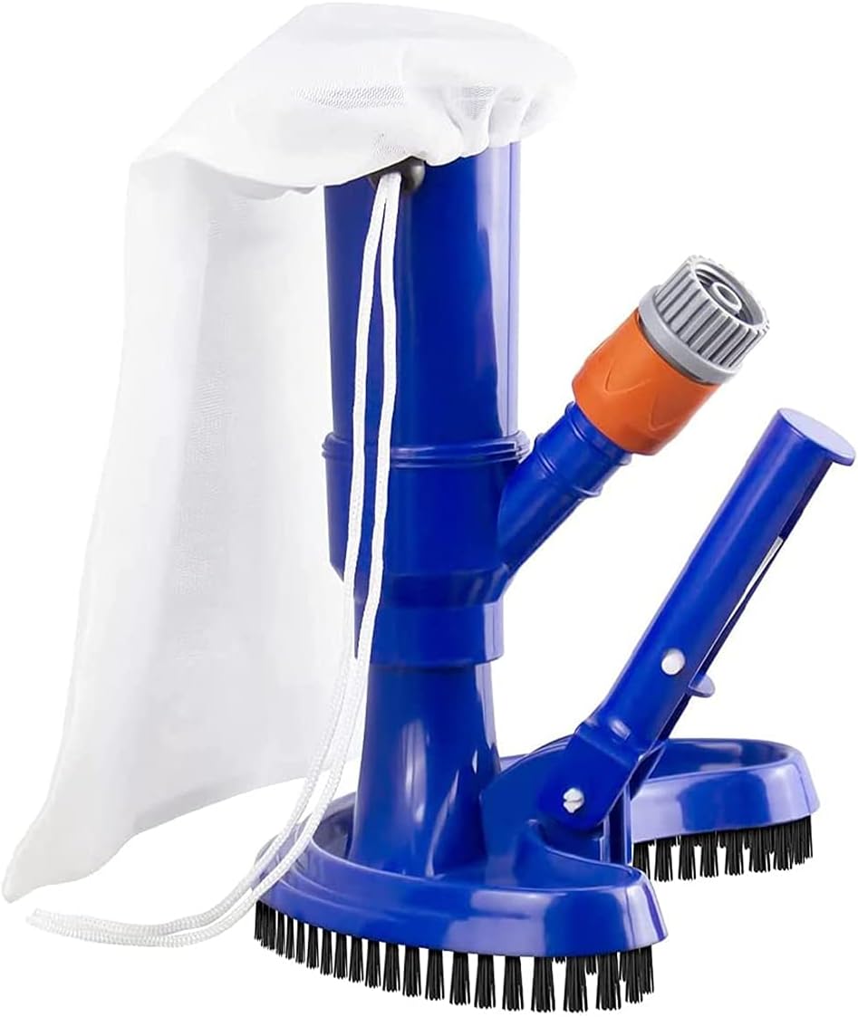 Swimming Pool Vacuum Cleaner Kit with Brush, Pool Jet Vacuum Underwater with Long Handle and Mesh Bags for Above Ground Pool, Pond