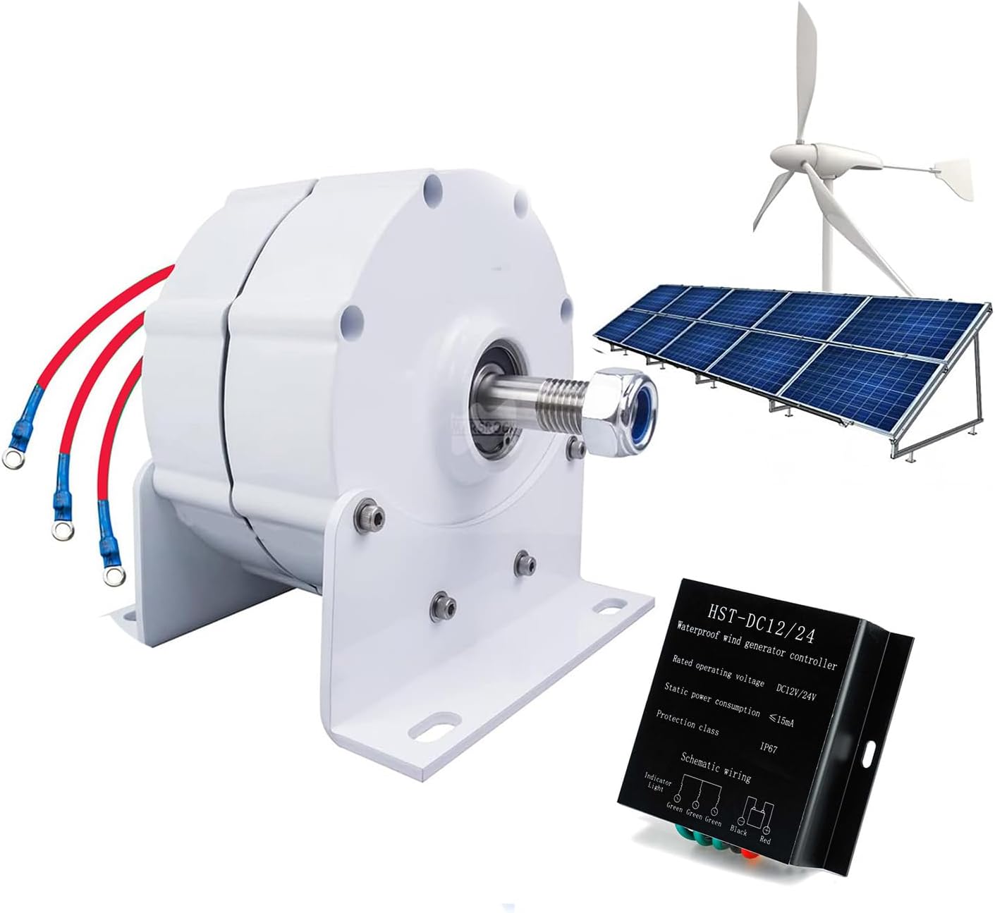 1000W-3600W 12V 24V 3 Phase Gearless Permanent Magnet, Vertical Axis Wind Turbine AC Alternators Motor Wind Turbine Generator for Wind Water Turbine