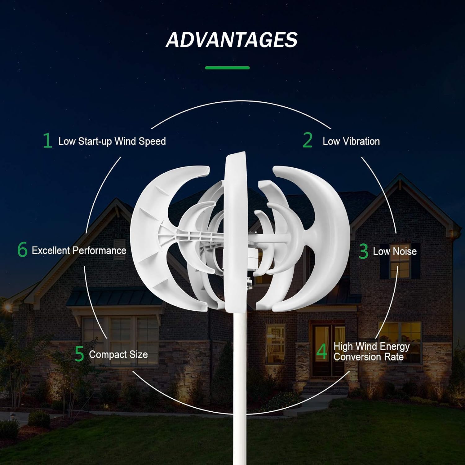 12000W Wind Turbine Generator, 12V 24V 48V 5 Blades Vertical Wind Turbine Kit, Three Phase AC Permanent Magnet Generator with Controller, Small Wind Turbine Generator (Blue 48V)