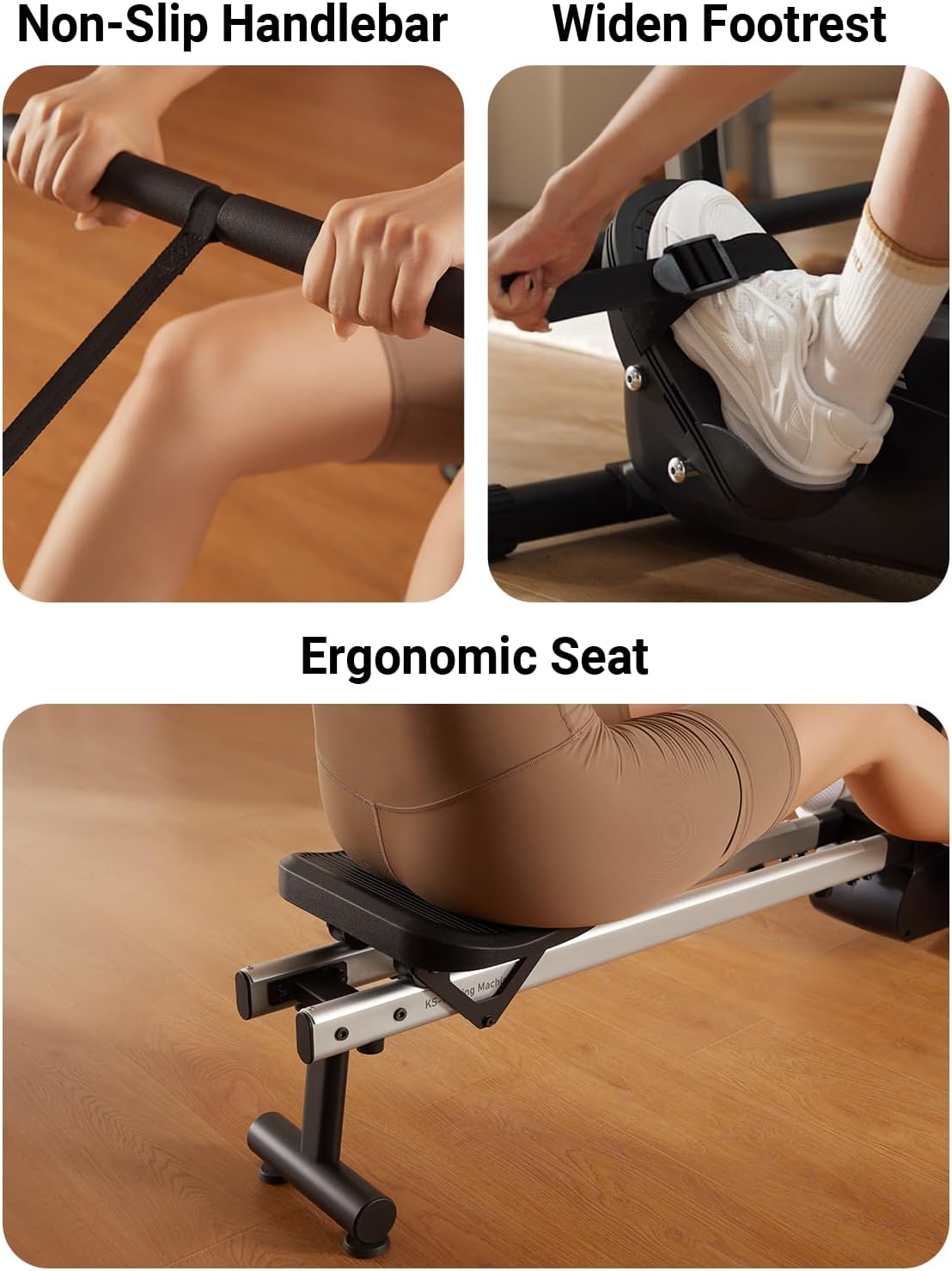 KINGSMITH Magnetic Rowing Machines for Home, 350LBS Capacity, APP Supported, Row Machine with Adjustable Resistance, Compact Rowing Machine Foldable