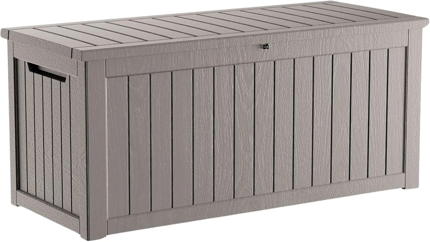 270GAL Deck Box -Grey，Large Capacity，UV-Resistant ，Deck Box，Patio， Yard，Garden Storage