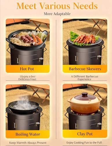 Portable Outdoor Camping Stove - Multifunctional Wood Burning Fire Pit for BBQ, Cooking, Heating & Versatile Outdoor Activities (Large Size)