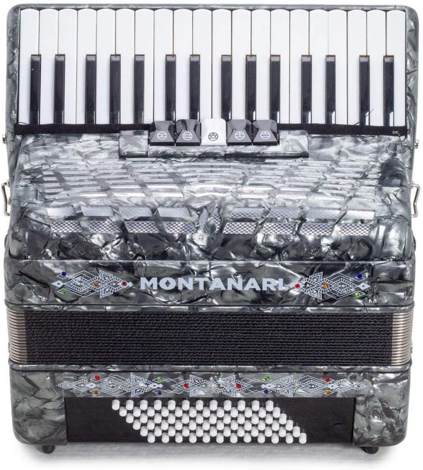 Montanari Piano Accordion 5 switches 72 bass 34 Keys 5 switches Gray