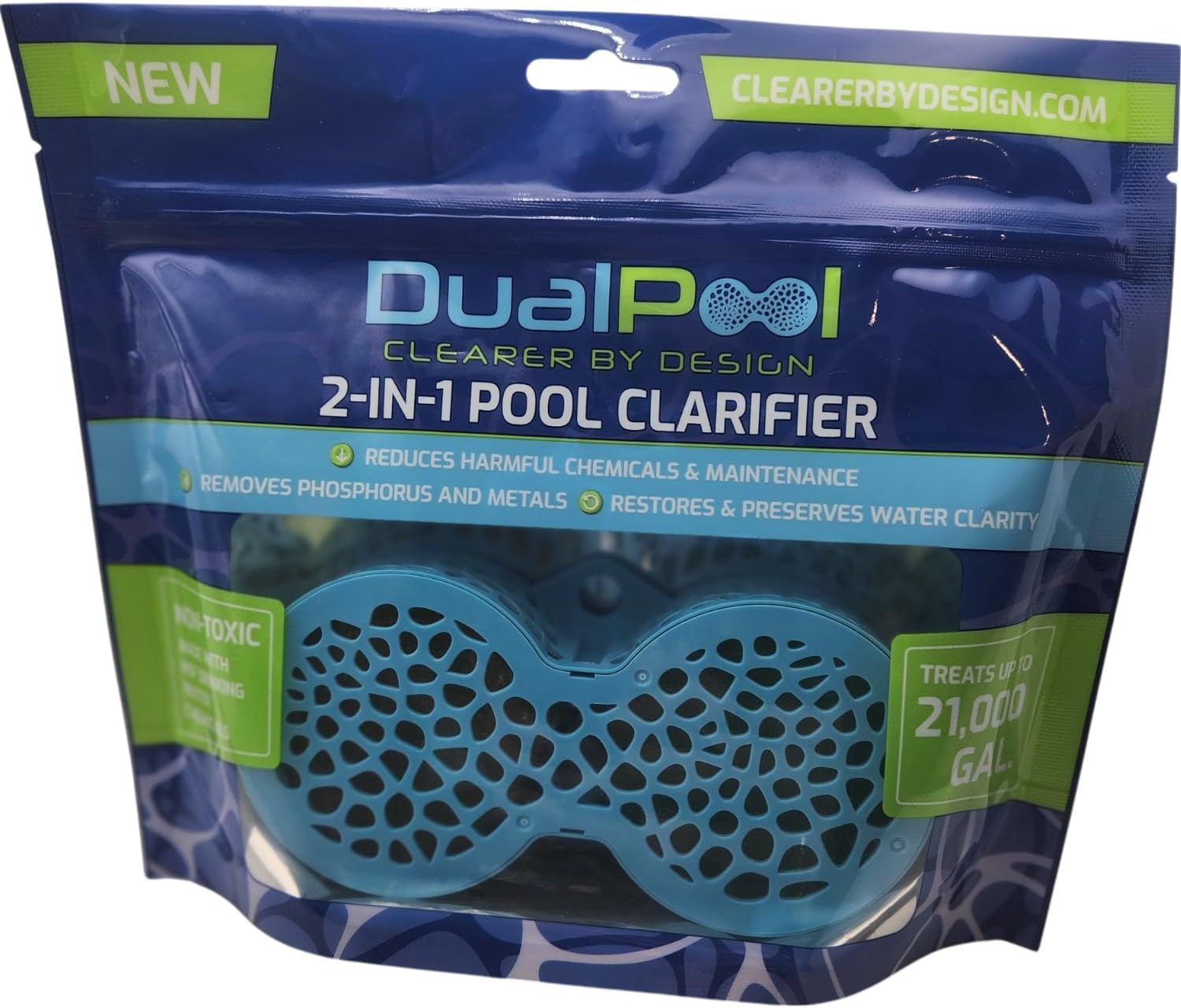 2-in-1 Pool Clarifier, Pool Cleaner, Pool Cleaning, Non-Toxic, Reduces Harmful Chemicals, Removes Metals, Treats up to 21,000 gallons