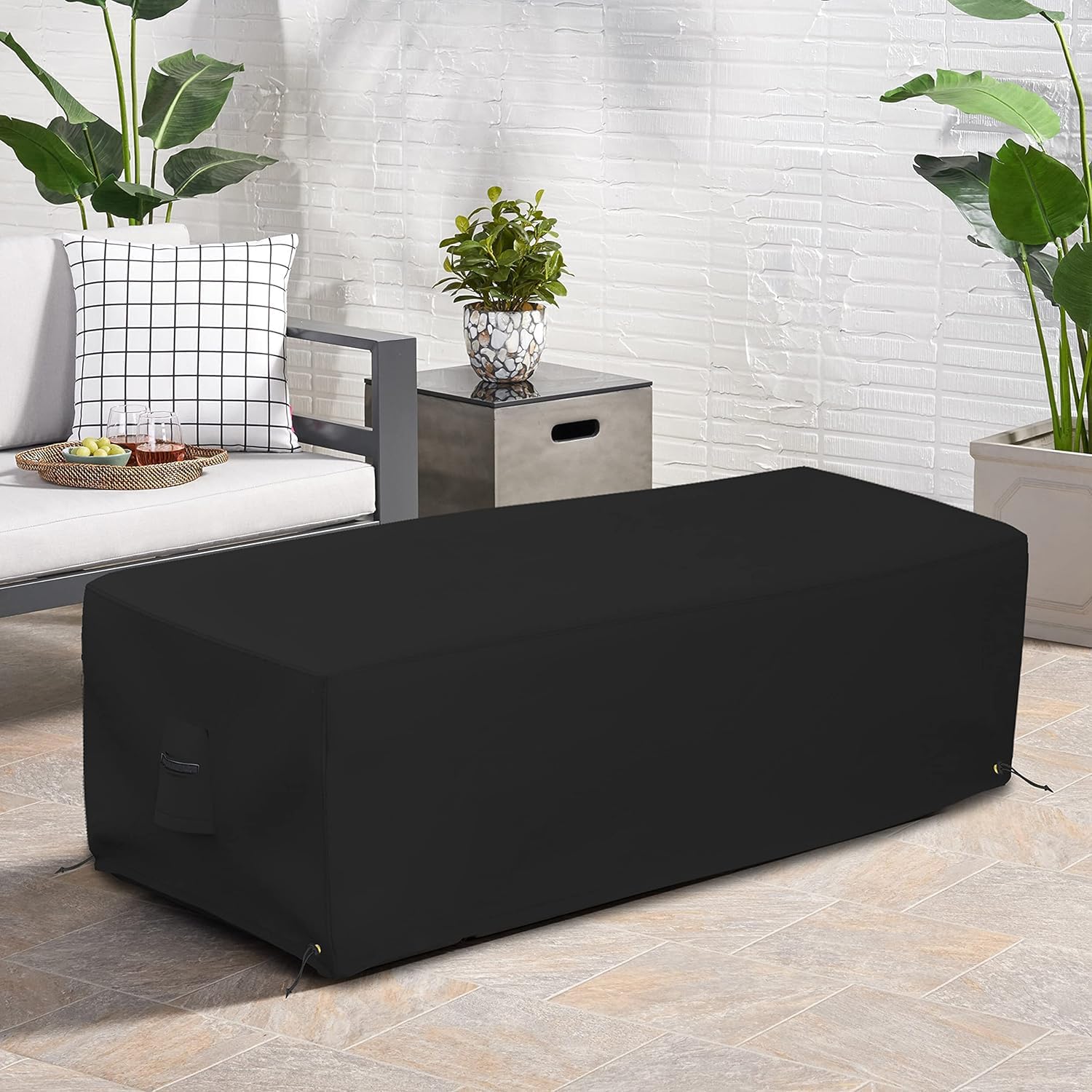 Covers & all Outdoor Rectangular Fire Pit Cover, Rectangle Heavy Duty18 Oz Waterproof UV & Weather Resistant, for Patio Lawn Garden Outside, Air Vents & Drawstrings (48