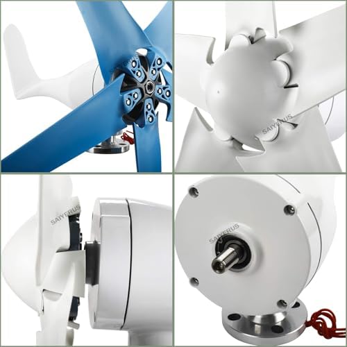 Wind Turbine Home Use Horizontal Generator Kits Blades with Controller12000W Wind Turbine Generator, Windmill Generator 12V/24V/48V Wind Turbine 5 Blade Wind with Controller, 3 Phase AC Gen