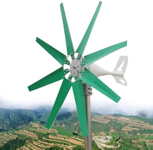 10,000W 12V/24V Vertical Axis Wind Turbine Generator with 8 Blades, Low Start-Up Speed 2M/S, Ideal for Home, Boat, and Wind Solar Systems