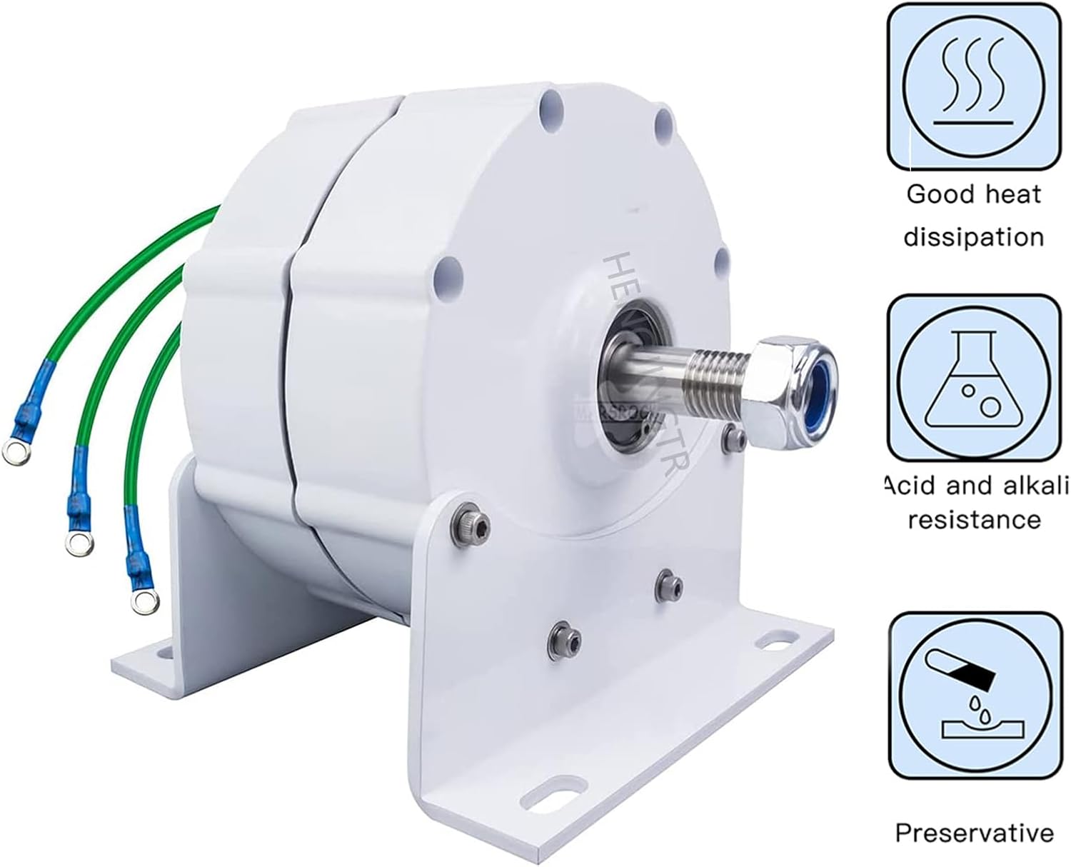 2500W Low Speed Permanent Magnet Generator, 12V 24V 48V Gearless 3 Phase AC Alternators with Base for Water Wind Turbine Generator,12V