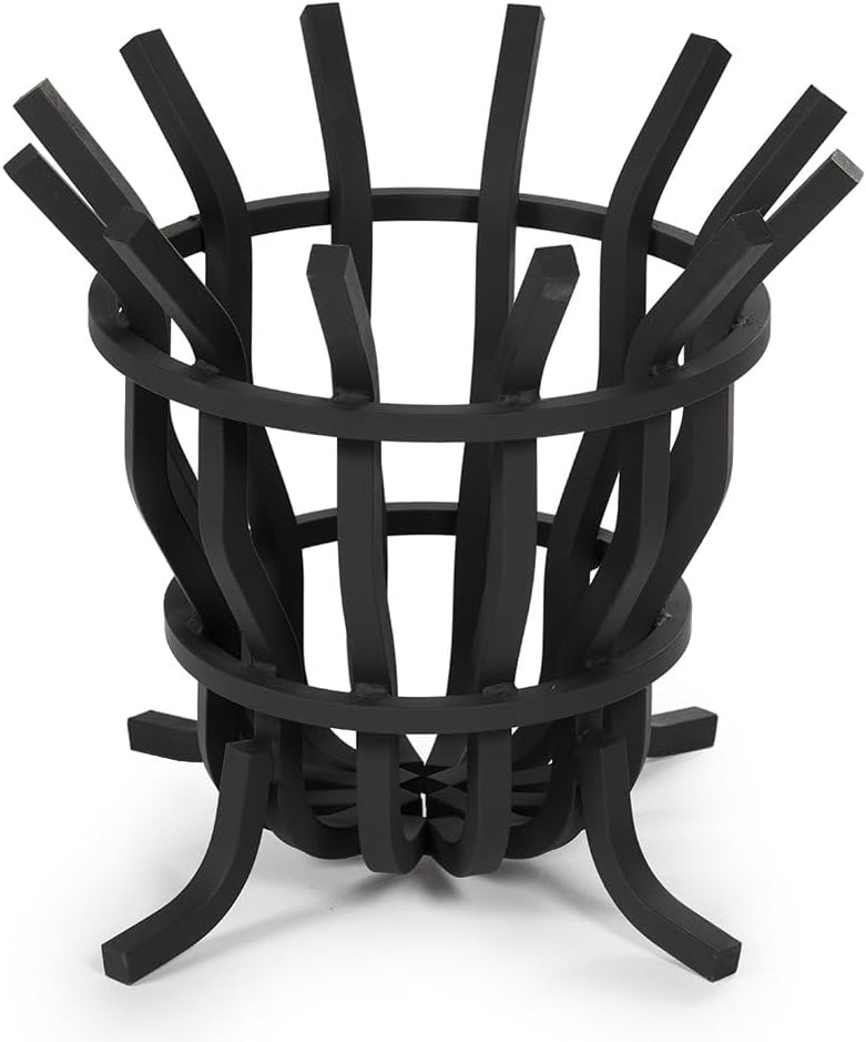 Ash & Ember High Efficiency Fire Pit Basket, Self-Feeding Grate for Larger Flames with Fewer Logs, Self-Tending Outdoor Fire Pit Grate, Thick Solid Steel Construction with Heat-Resistant Paint