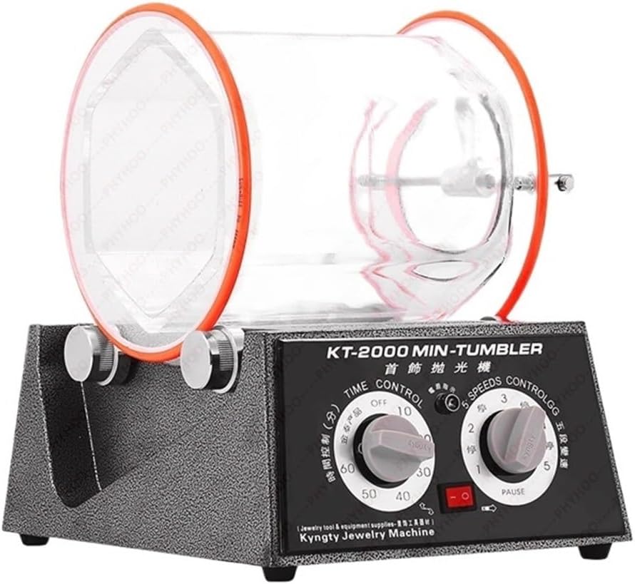 5kg Tumbler Rotary Jewelry Polisher Bead Surface Cleaner Drum Polisher Machine KT2000 with Chamfering Timer Power, Garden & Hand Tools