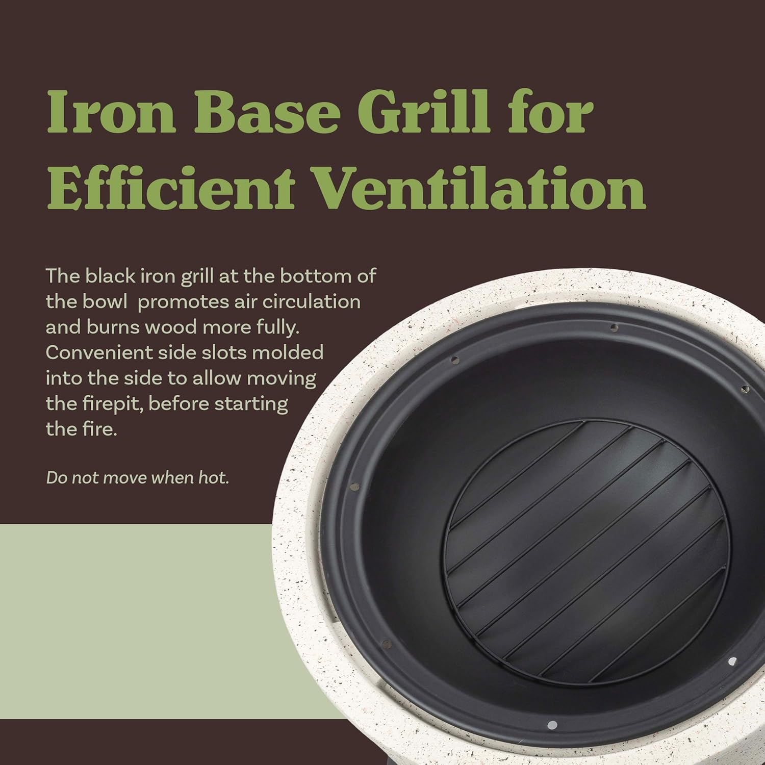 Outdoor Fire Pit - 21” Round Faux Concrete Firepit - Wood Burning Fire Pit with Poker, Screen, Cover - Wood Fire Pits for Outside Patio by Pure Garden