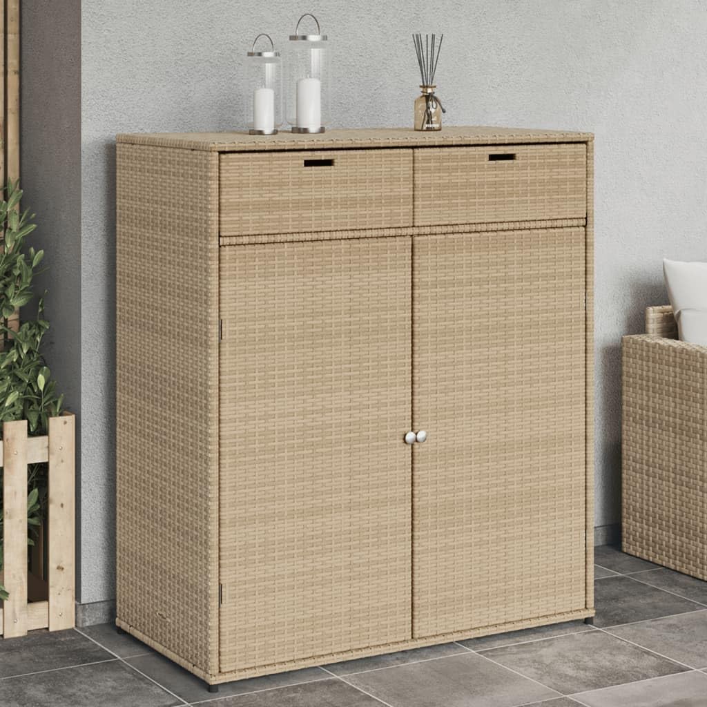 Outdoor Storage Cabinet Poly Rattan Beige 41.3