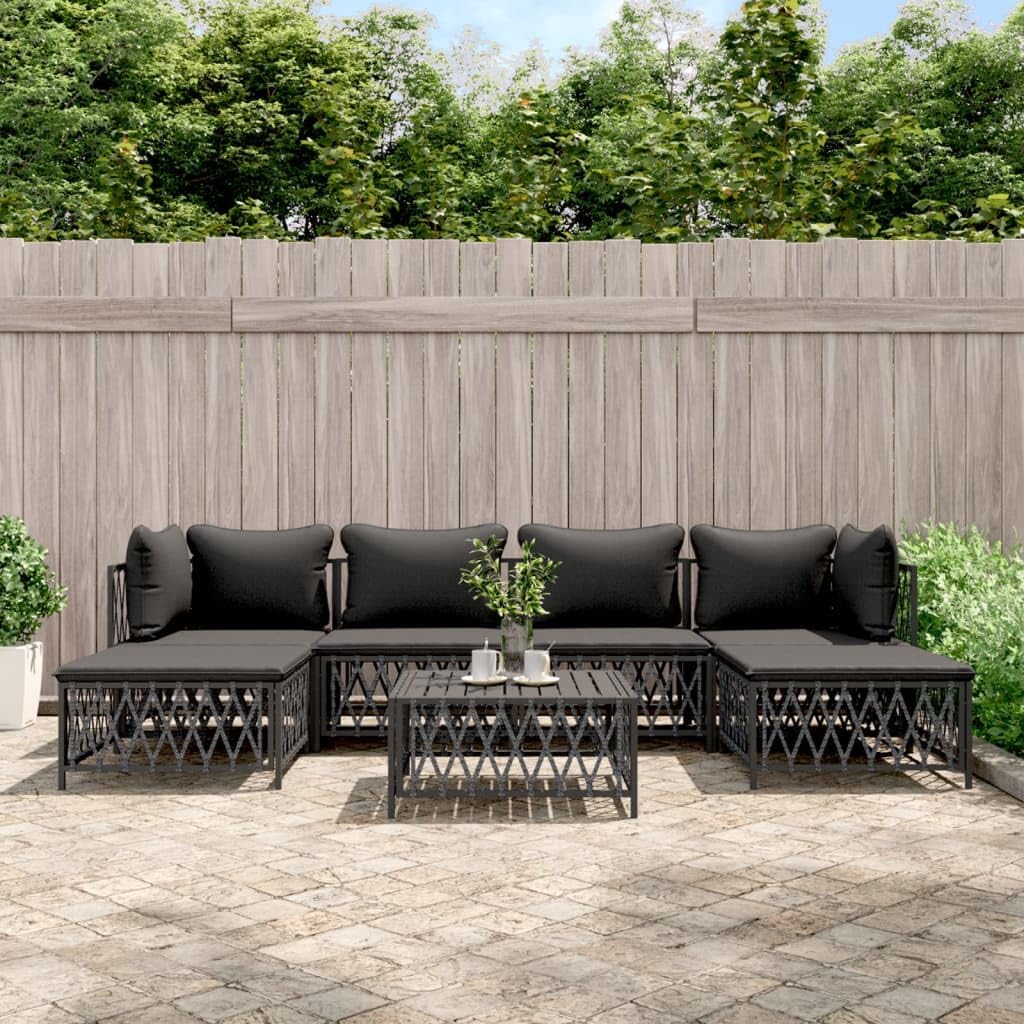 7 Piece Patio Lounge Set with Cushions Anthracite Steel,Premium Outdoor Lounge Set with Durable Fabric and Sturdy Steel Frame for Patio and Garden Furniture Sets for Patio, Lawn & Garden