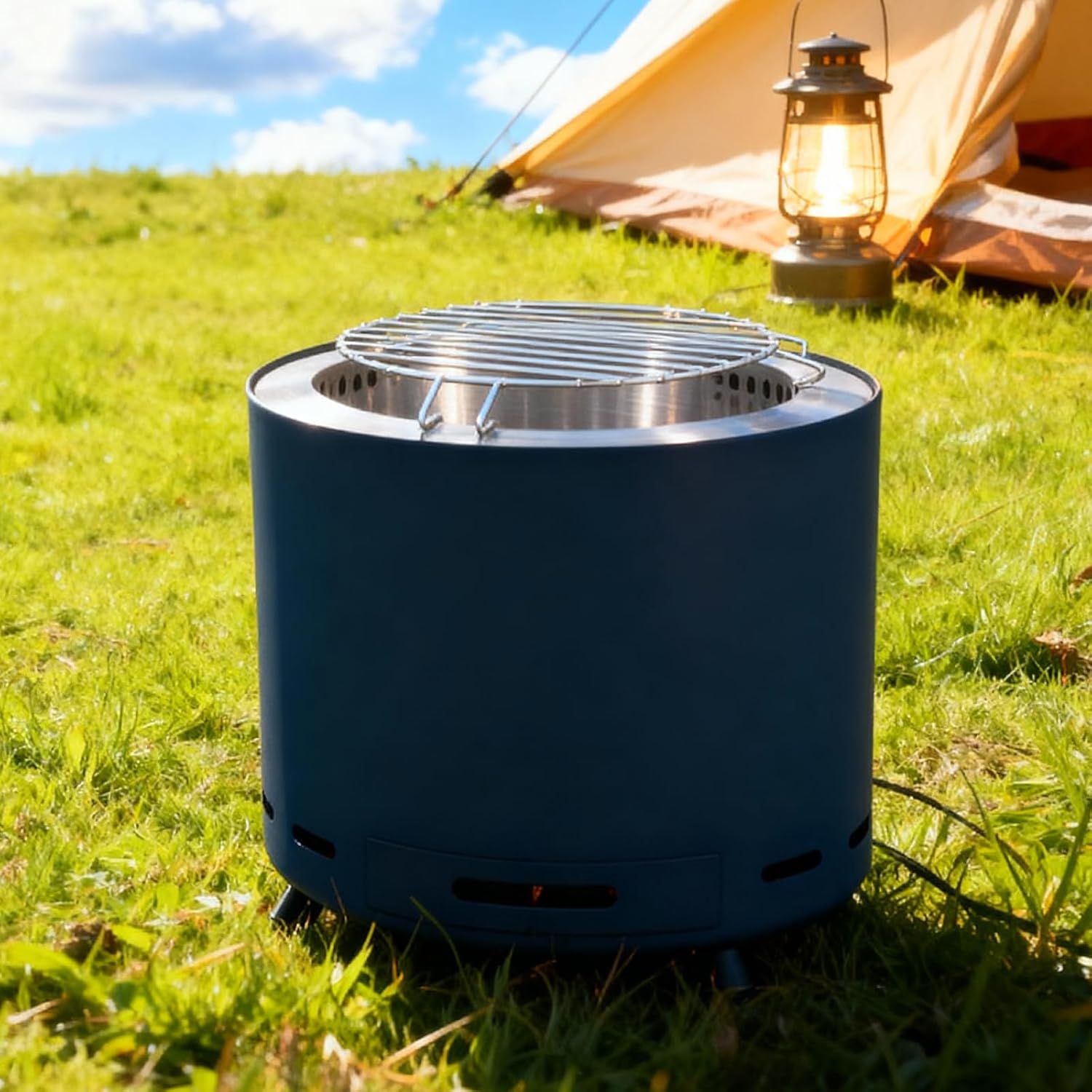 Smokeless Fire Pit for Outside, 15 Inch Portable Wood Burning Fire Pit with Carry Bag, Suitable for for Garden Backyard Deck Camping Beach