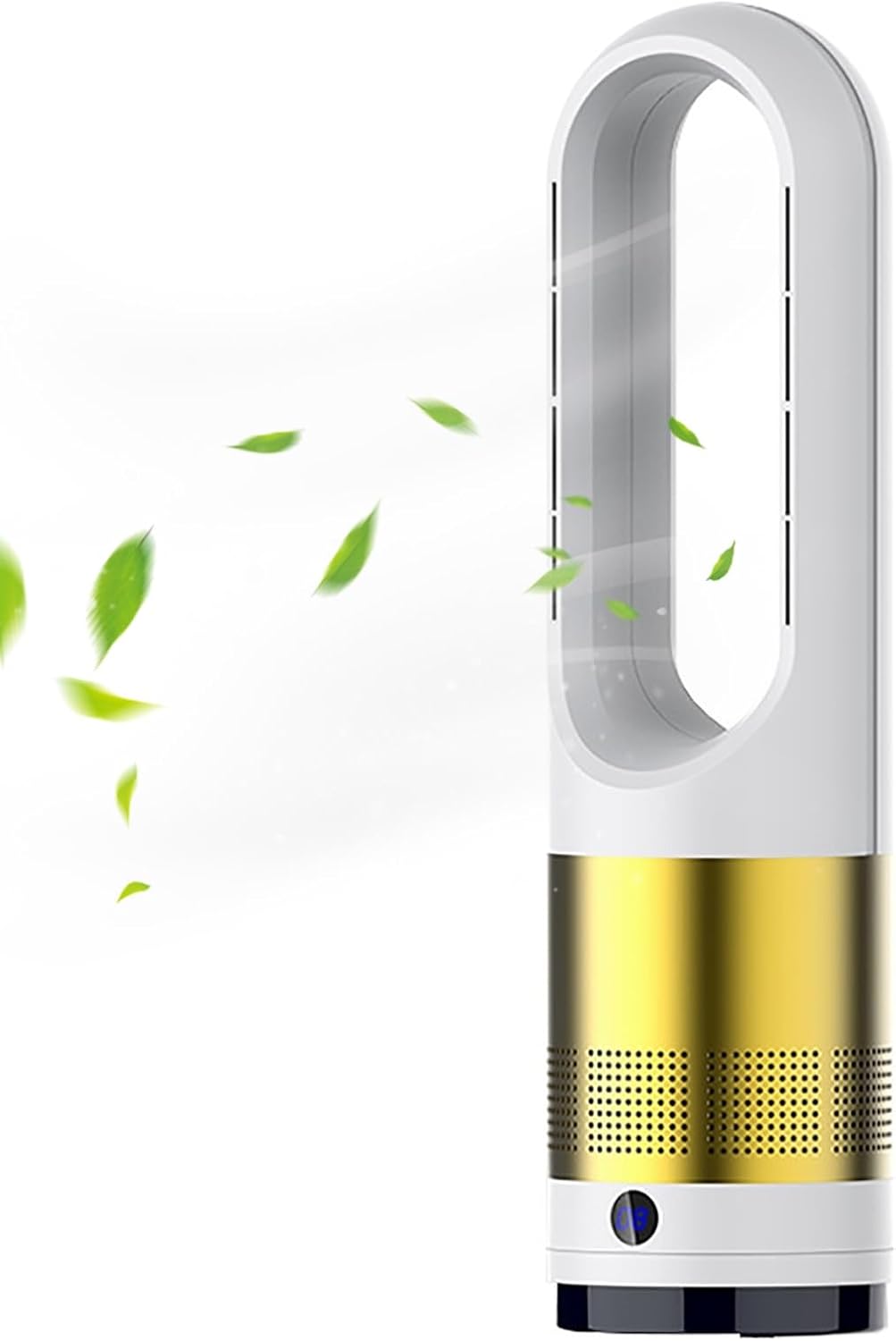 Bladeless Fan for Heating and Cooling, Pedestal Fan, Tower Fan; Natural Cool Air, 8 Speeds, Can Be Timed Comes with Remote Control, 80° Shaking Head. No Fan Blade, Easy to Clean(Gold)