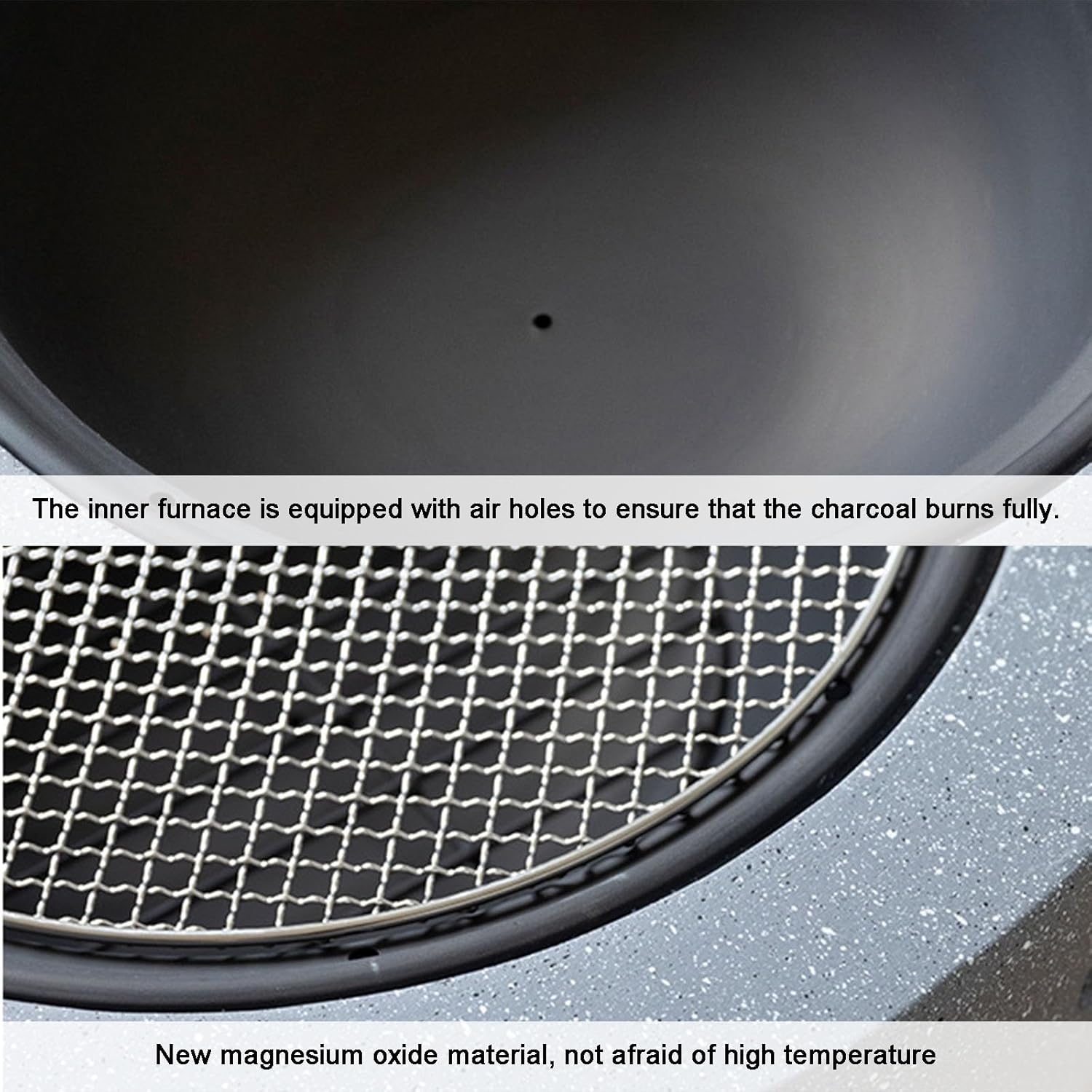 18/24in Fire Pit Table, Pottery Barbecue Stove, Outdoor Charcoal Stove, Large Charcoal Stove for Cooking, for Patio Garden Backyard BBQ, Gray(Small)