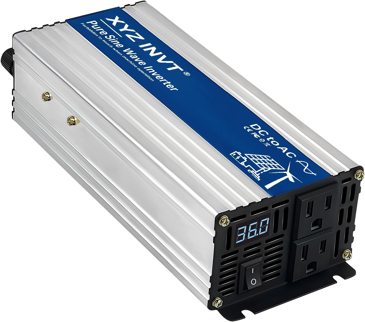 1000W Pure Sine Wave Power Inverter DC 36V to AC 110V/120V, 2000W Peak, Car/Truck Power Converter for Solar, Home, Vehicle & Rechargeable Devices with LED Display