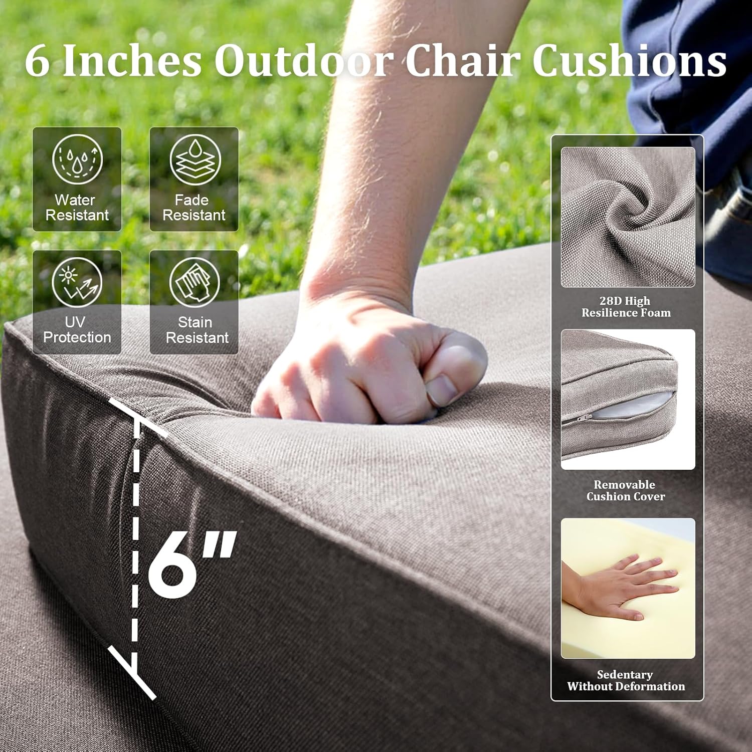 Luxury High Back Patio Furniture Set with Fire Pit Table & 6-Inch Thick Cushions, 4-Pieces Outdoor Furniture with Swivel Chairs, Wicker Conversation Set for Porch, Balcony, Deck and Yard, Grey