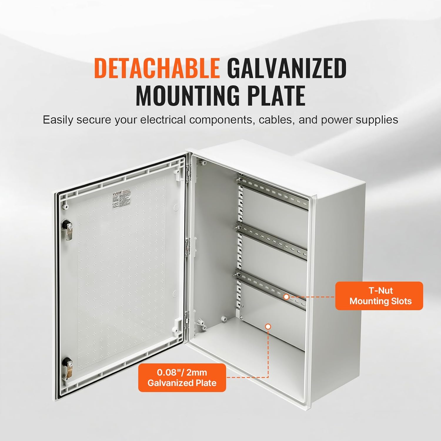 VEVOR Fiberglass Enclosure 19.7 x 15.7 x7.9 Electrical Enclosure Box NEMA 3X Electronic Equipment Enclosure Box IP65 Weatherproof Wall-Mounted Electrical Enclosure with Hinges & Quarter-Turn Latches