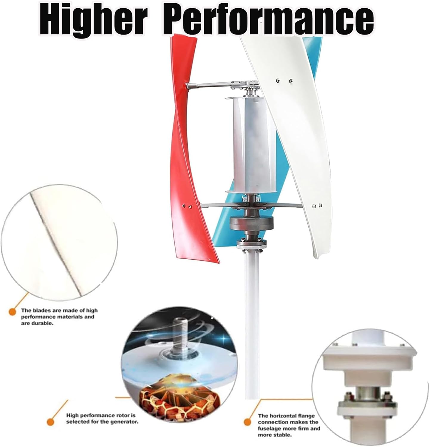 Vertical Wind Turbine Generator 1000W 220V 48V 24V 12V AC Wind Power Generator Kit with Controller Low Speed Starting for Home Street Lighting,48V-220V